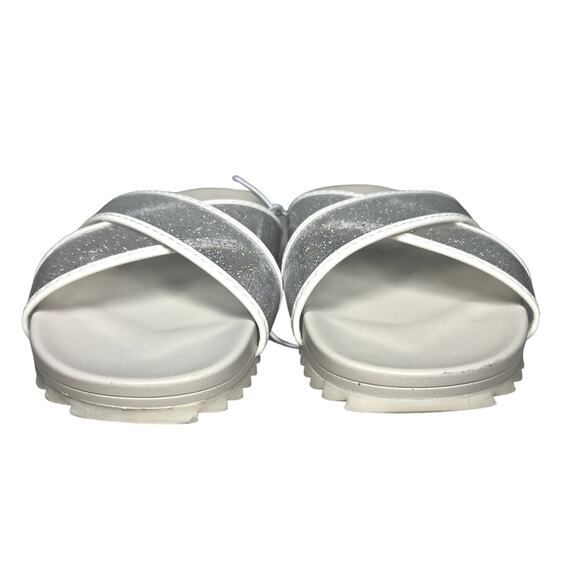 J. Crew Girls White Jelly Sparkle Slide Pool Sandals Size 13 - Picture 3 of 5